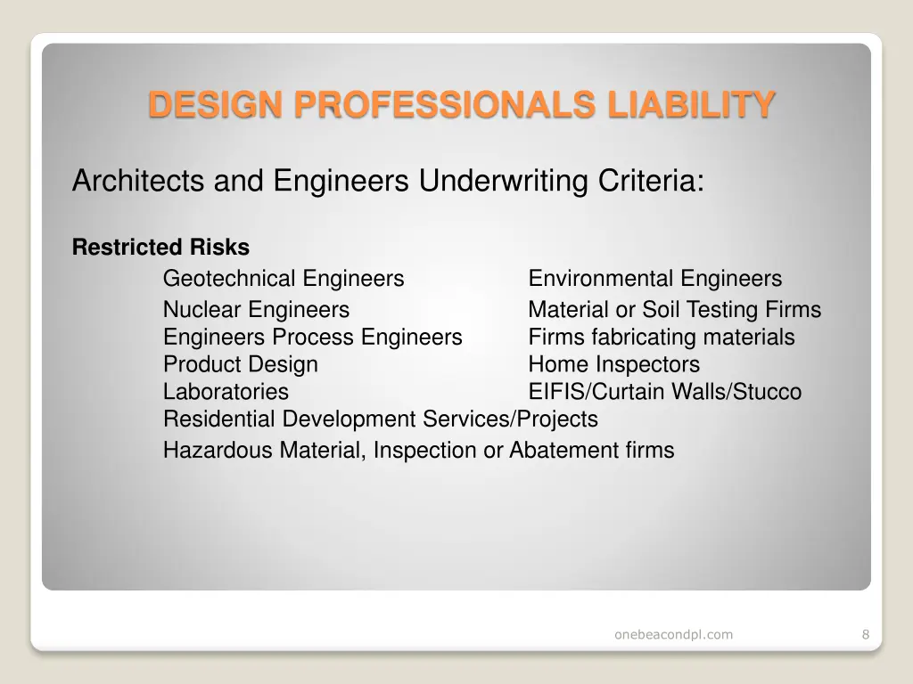 design professionals liability 6