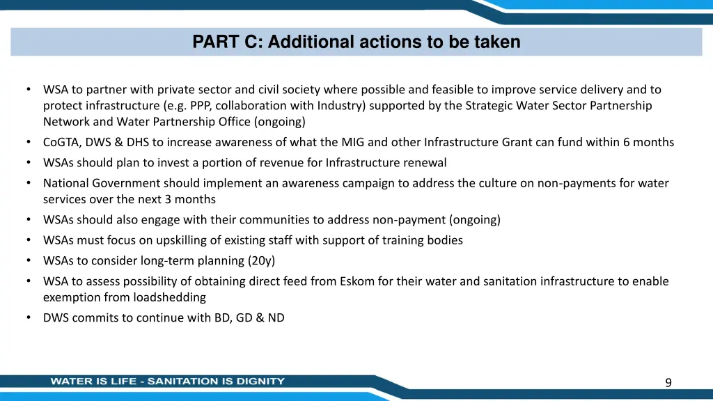 part c additional actions to be taken 1