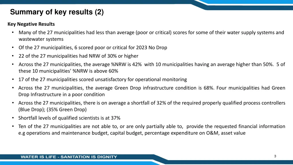 summary of key results 2