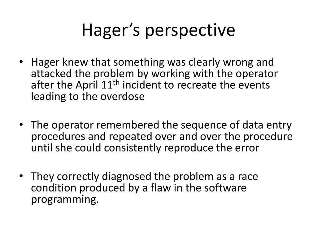 hager s perspective