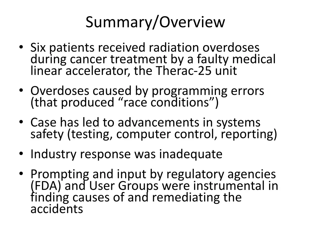 summary overview