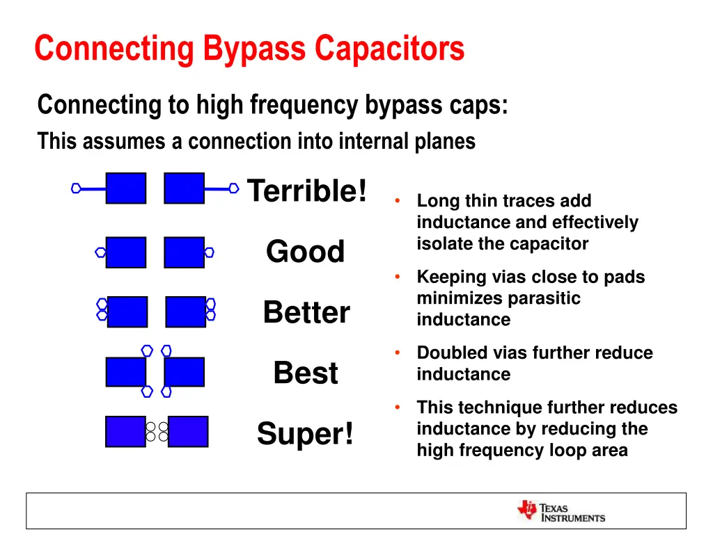 connecting bypass capacitors