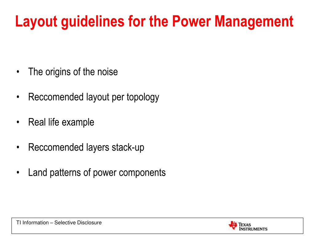 layout guidelines for the power management