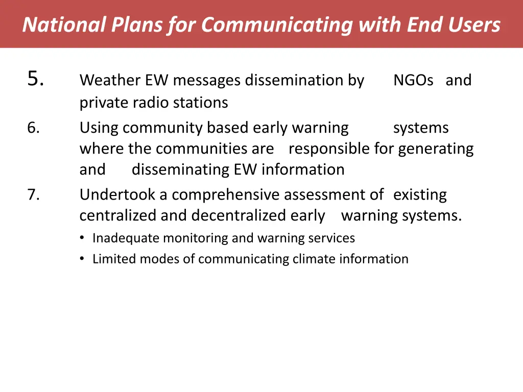 national plans for communicating with end users 1