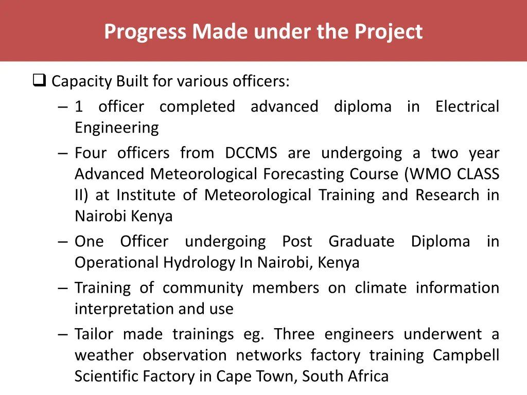 progress made under the project 2