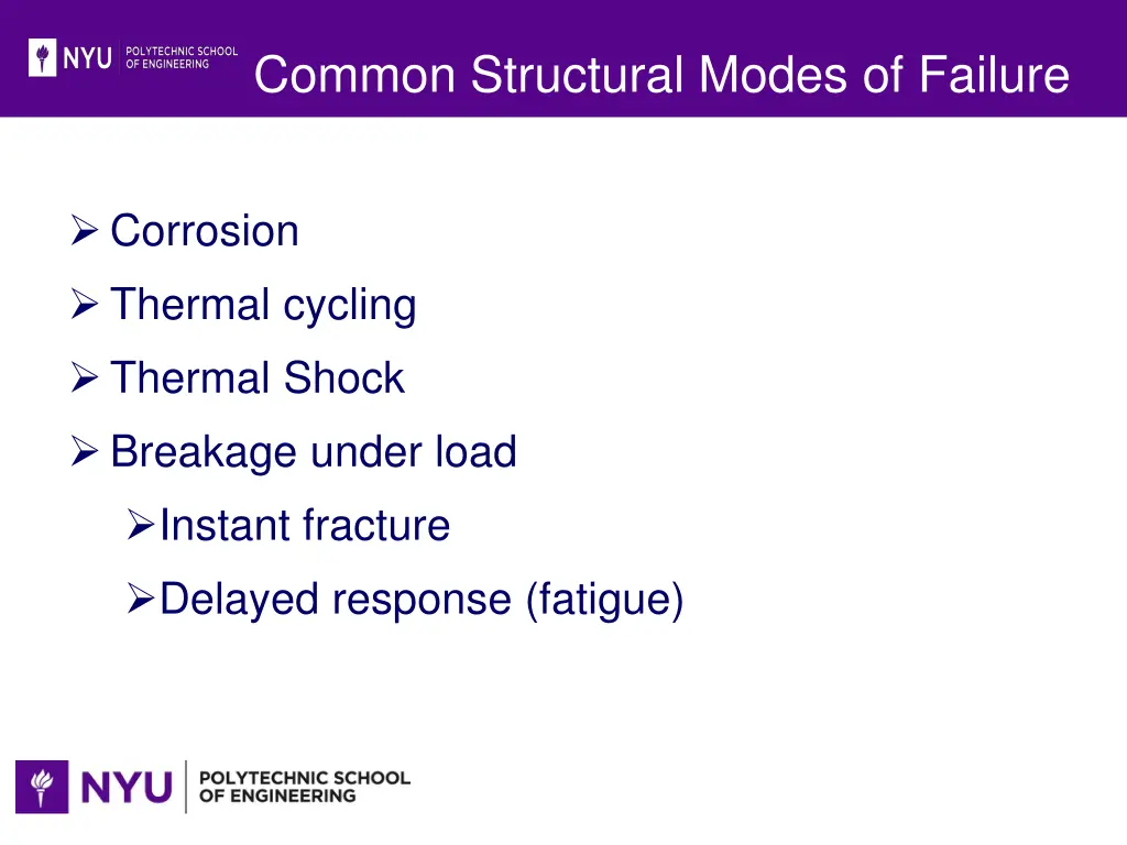 common structural modes of failure