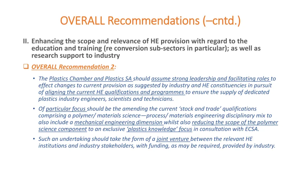 overall recommendations overall recommendations 1