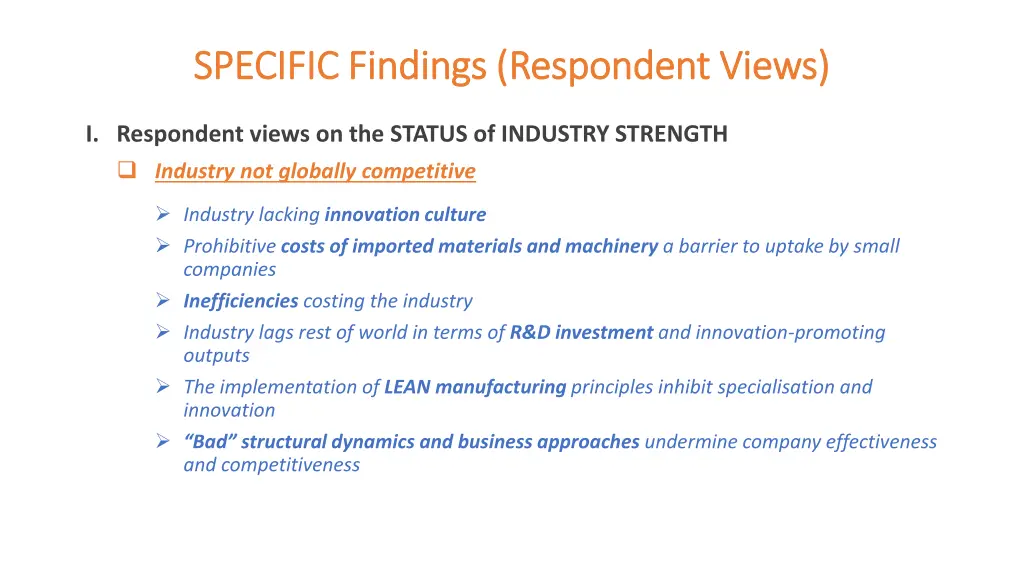 specific findings respondent views specific