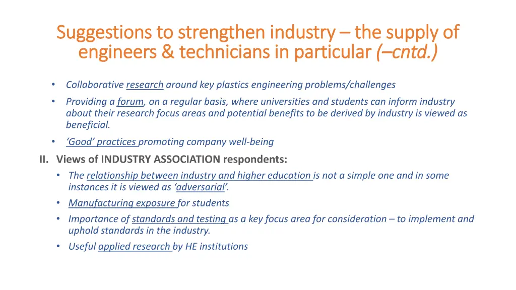 suggestions to strengthen industry suggestions 2