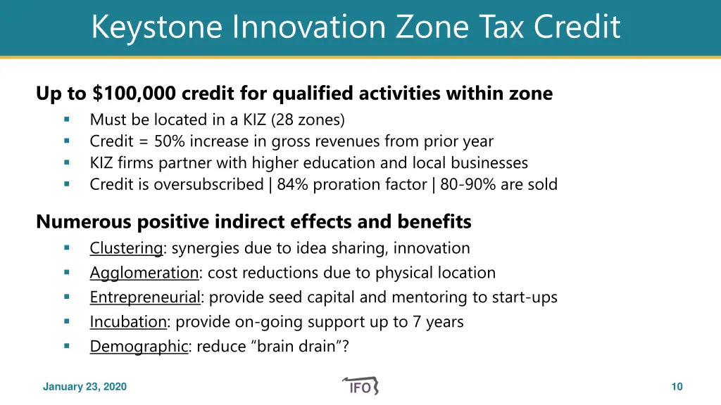 keystone innovation zone tax credit