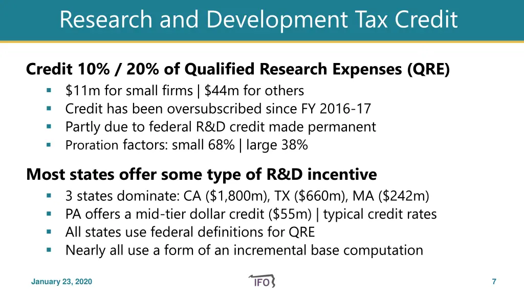 research and development tax credit