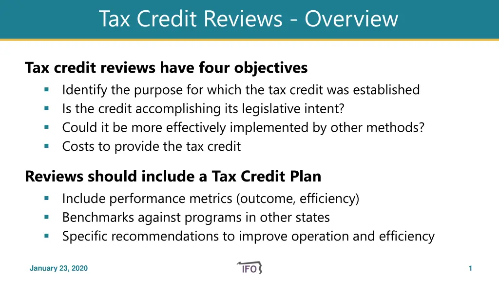 tax credit reviews overview