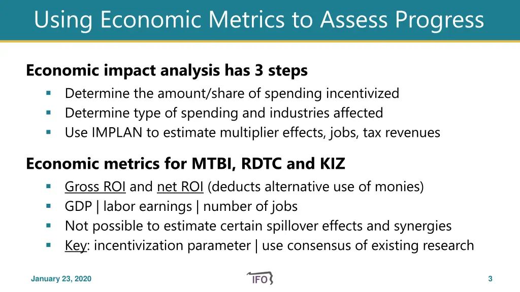 using economic metrics to assess progress