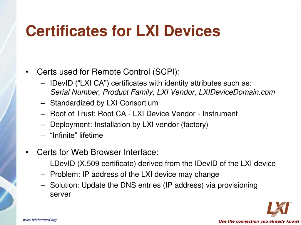 certificates for lxi devices