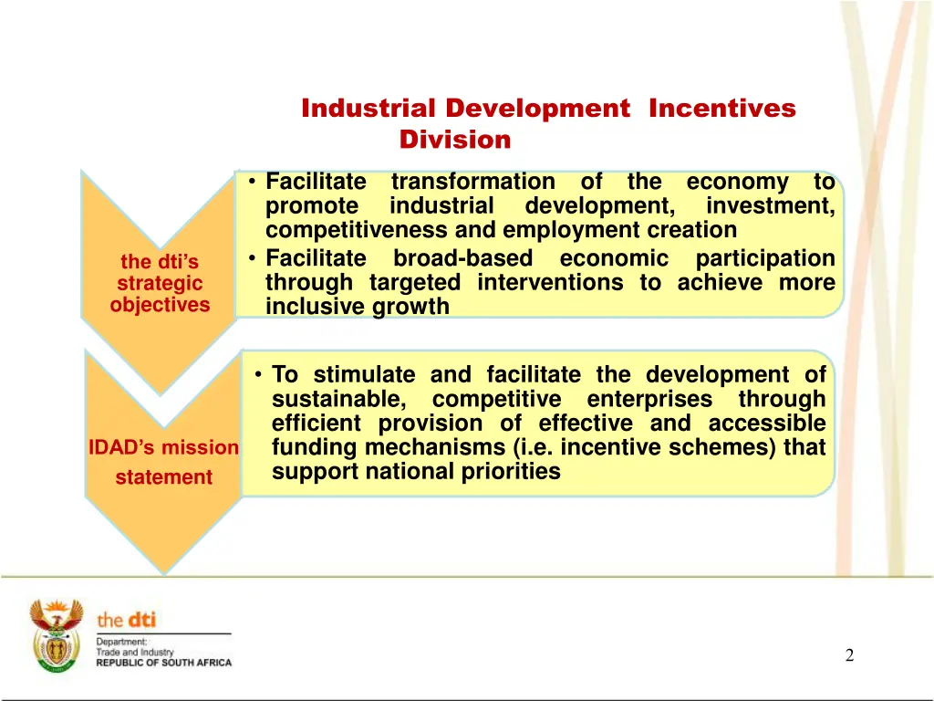 industrial development incentives division