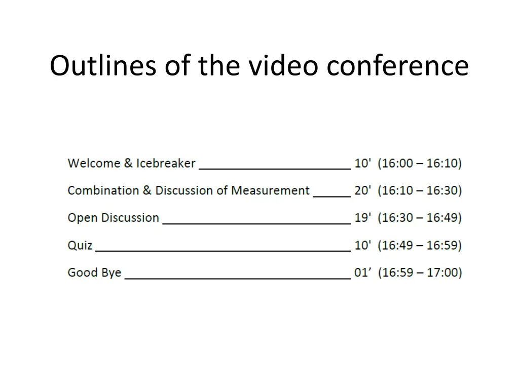 outlines of the video conference