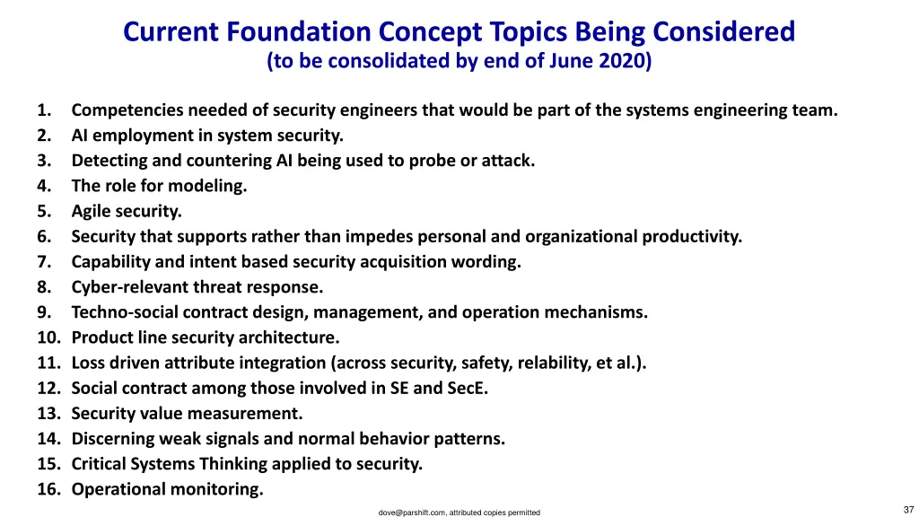 current foundation concept topics being