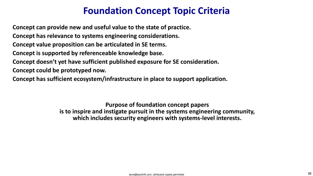 foundation concept topic criteria