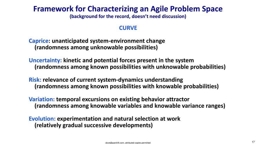 framework for characterizing an agile problem