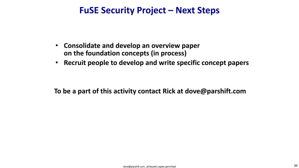 fuse security project next steps