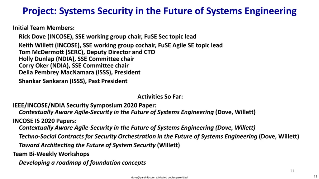 project systems security in the future of systems