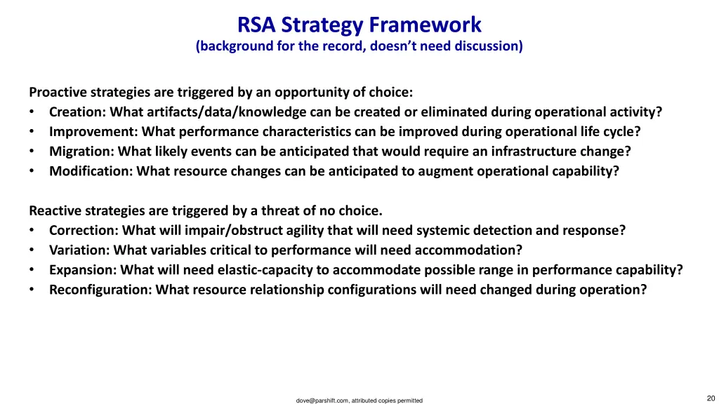 rsa strategy framework background for the record