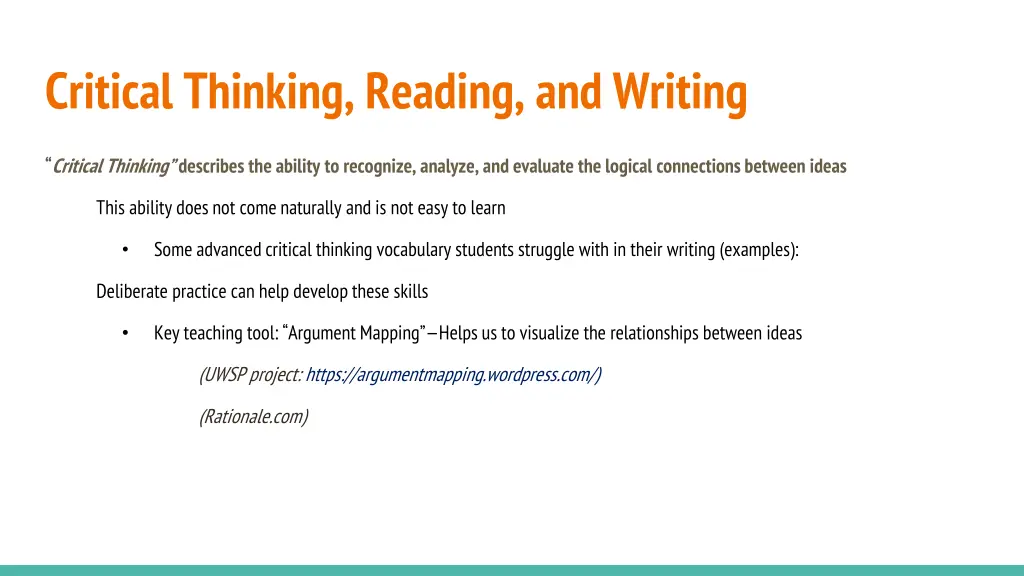 critical thinking reading and writing