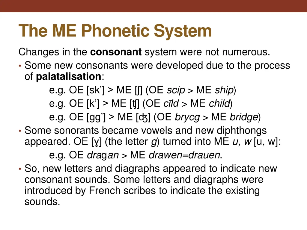 the me phonetic system changes in the consonant