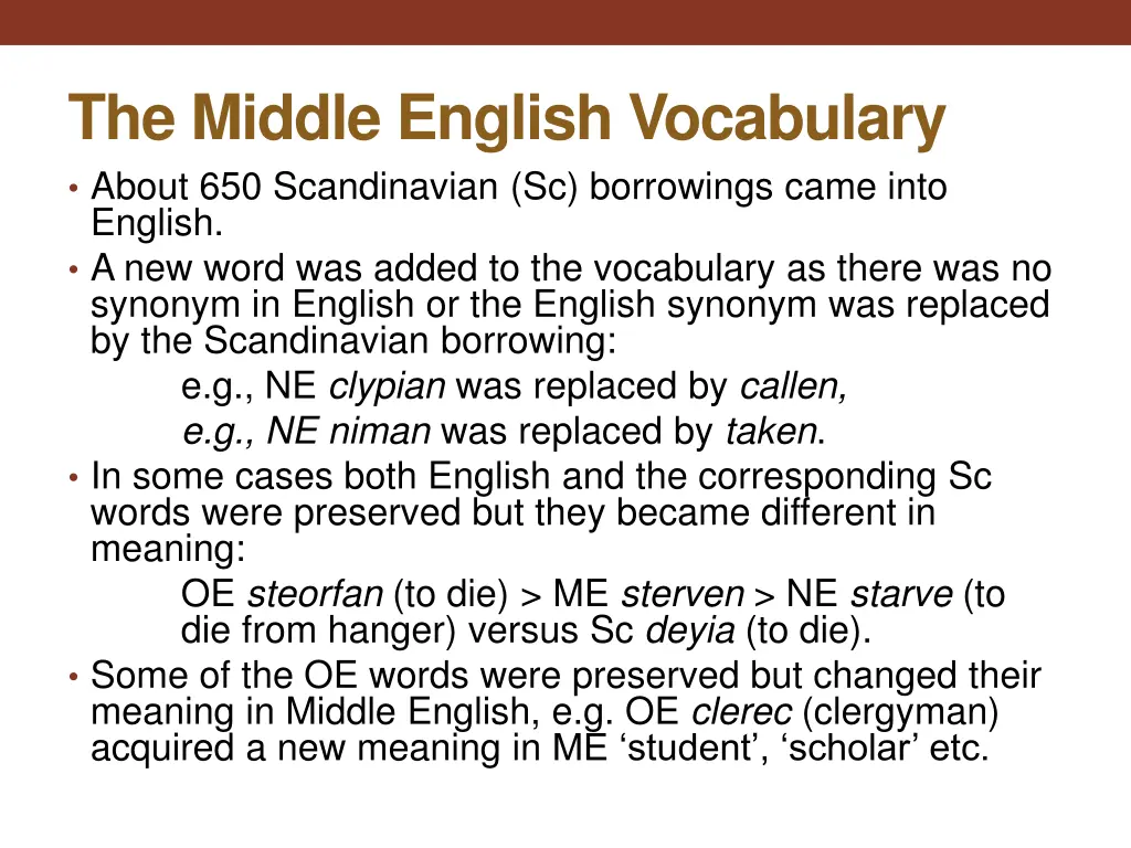 the middle english vocabulary about