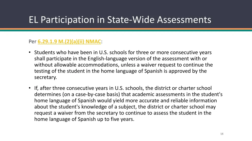 el participation in state wide assessments