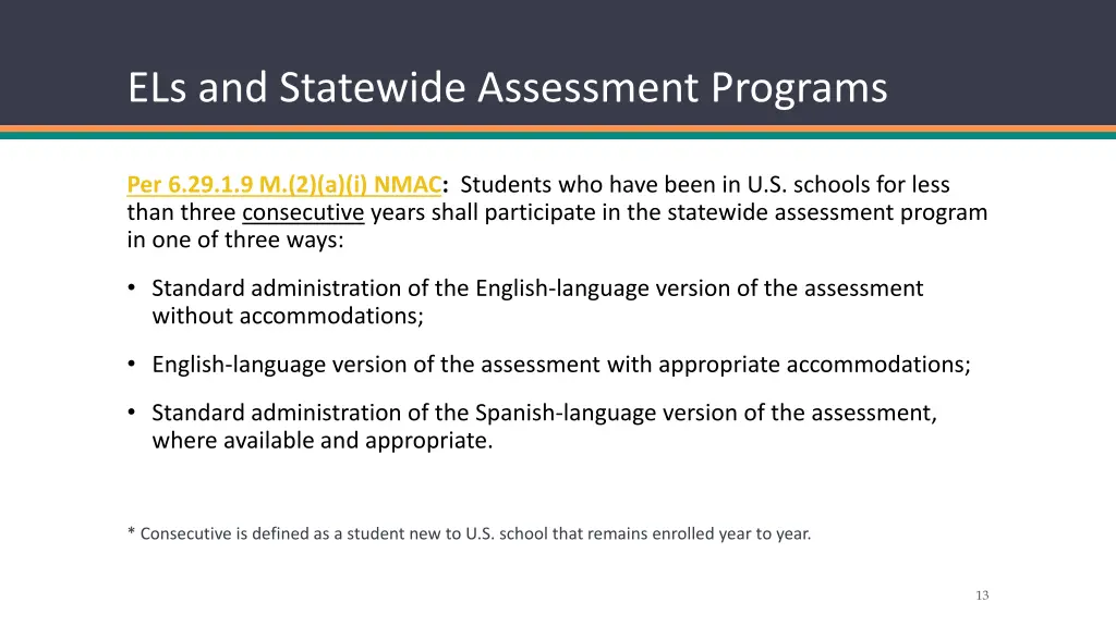 els and statewide assessment programs