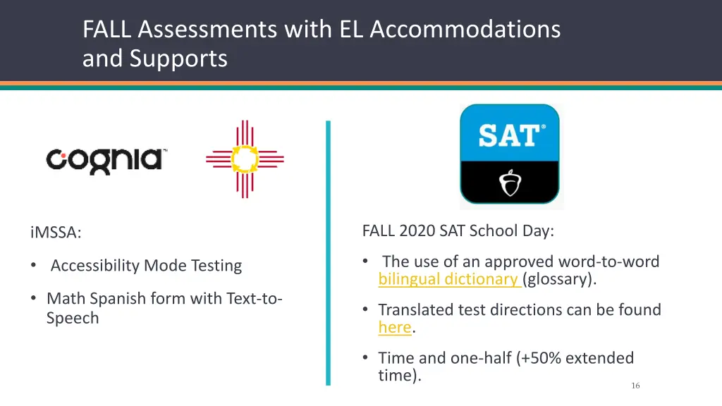 fall assessments with el accommodations