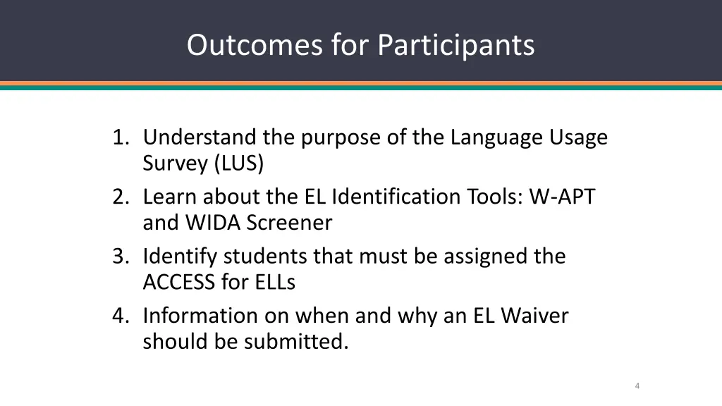 outcomes for participants