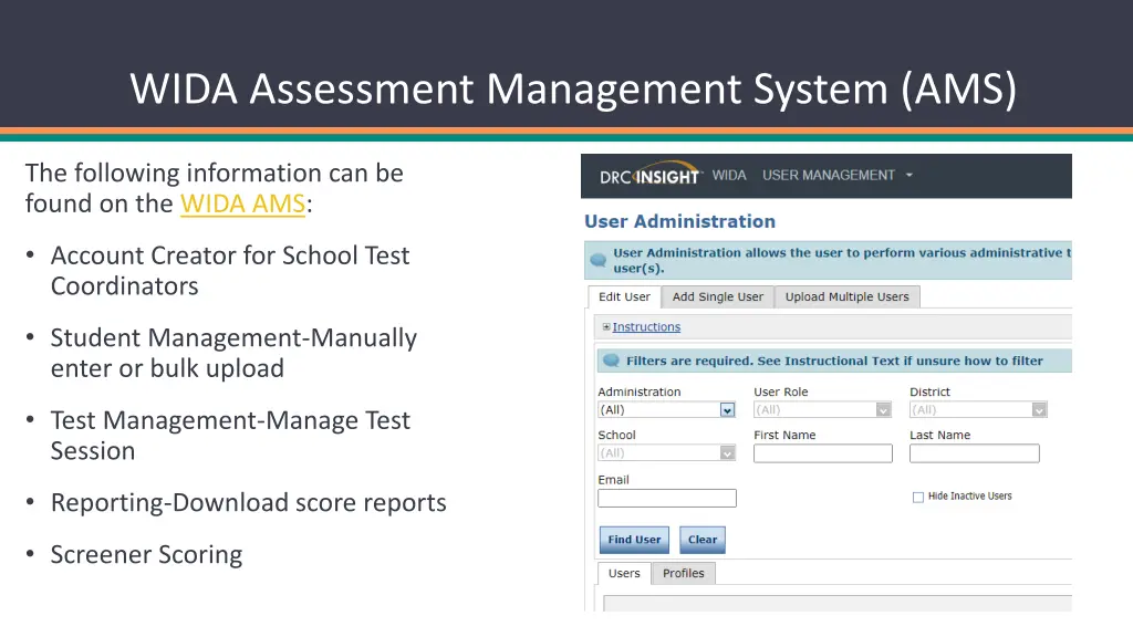 wida assessment management system ams