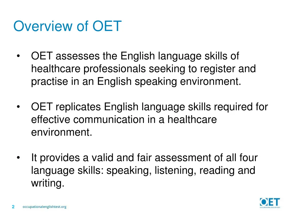 overview of oet