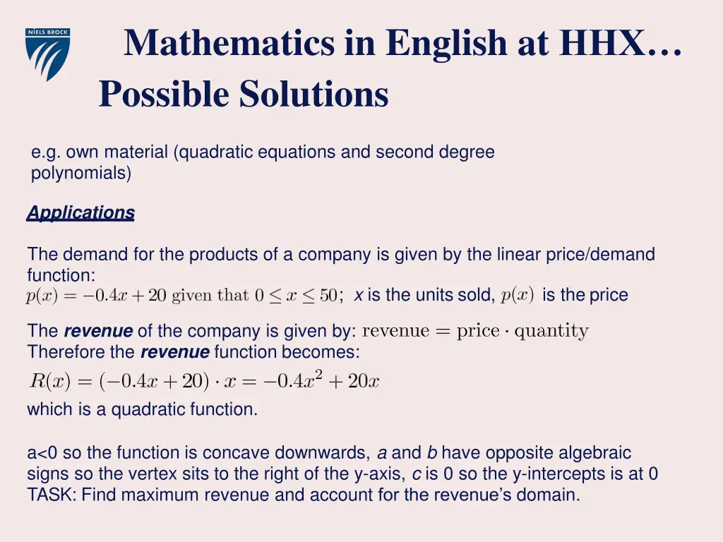 mathematics in english at hhx possible solutions 10