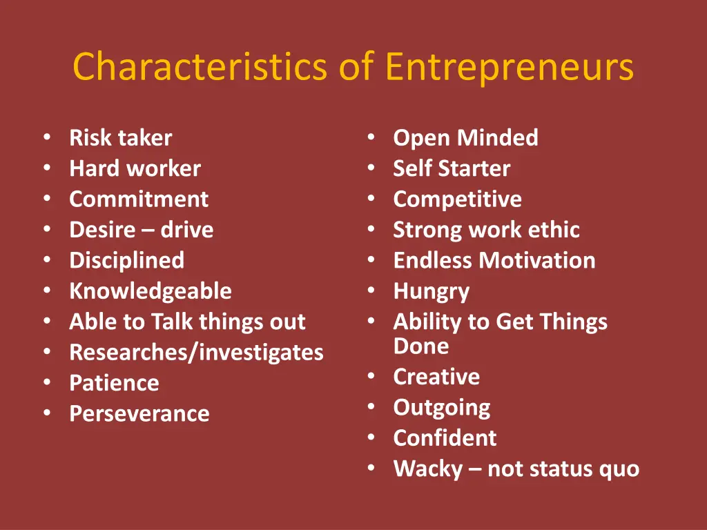 characteristics of entrepreneurs