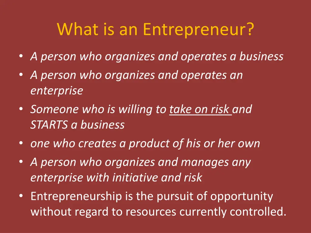 what is an entrepreneur