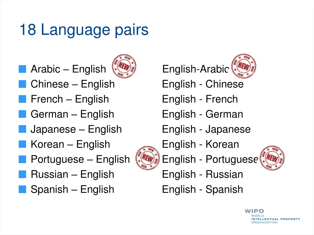 18 language pairs