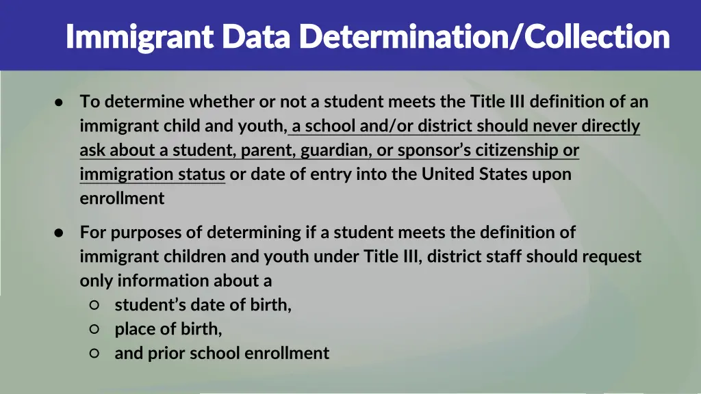 immigrant data determination collection immigrant