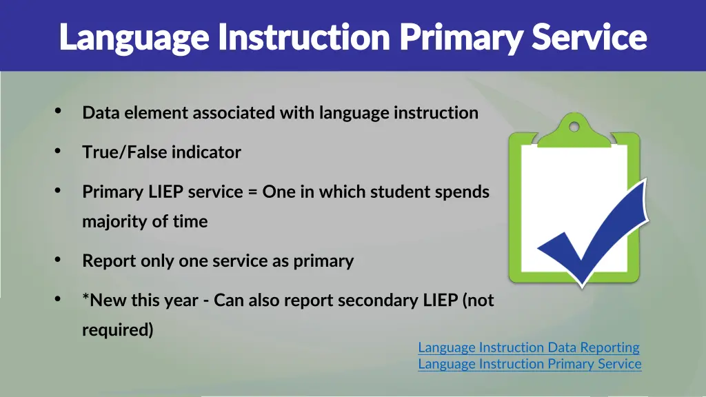 language instruction primary service language