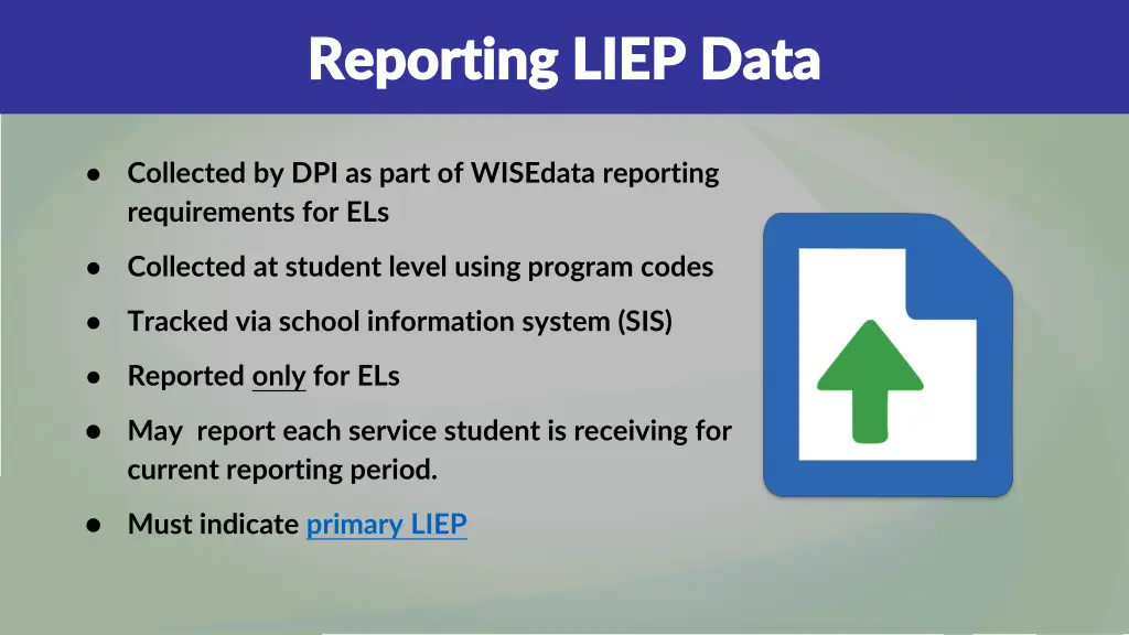 reporting liep data reporting liep data