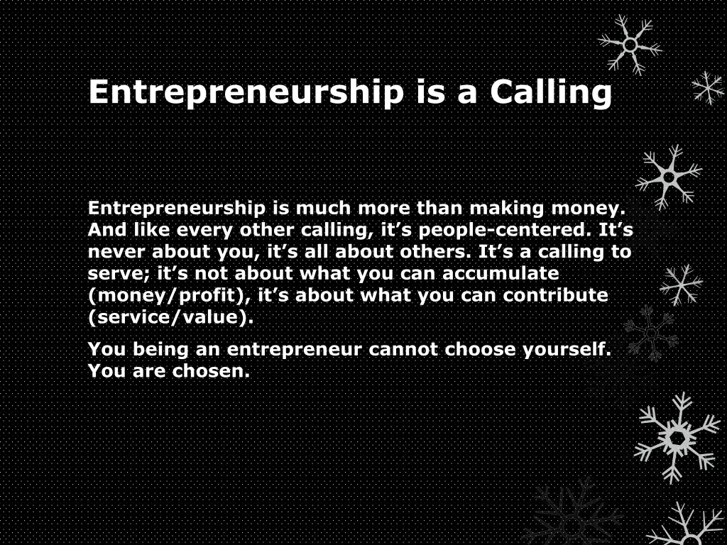 entrepreneurship is a calling