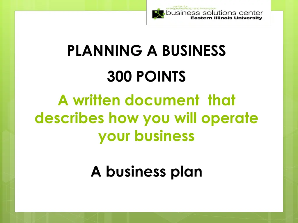 planning a business 2