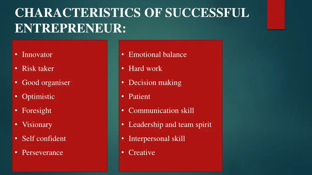 characteristics of successful entrepreneur