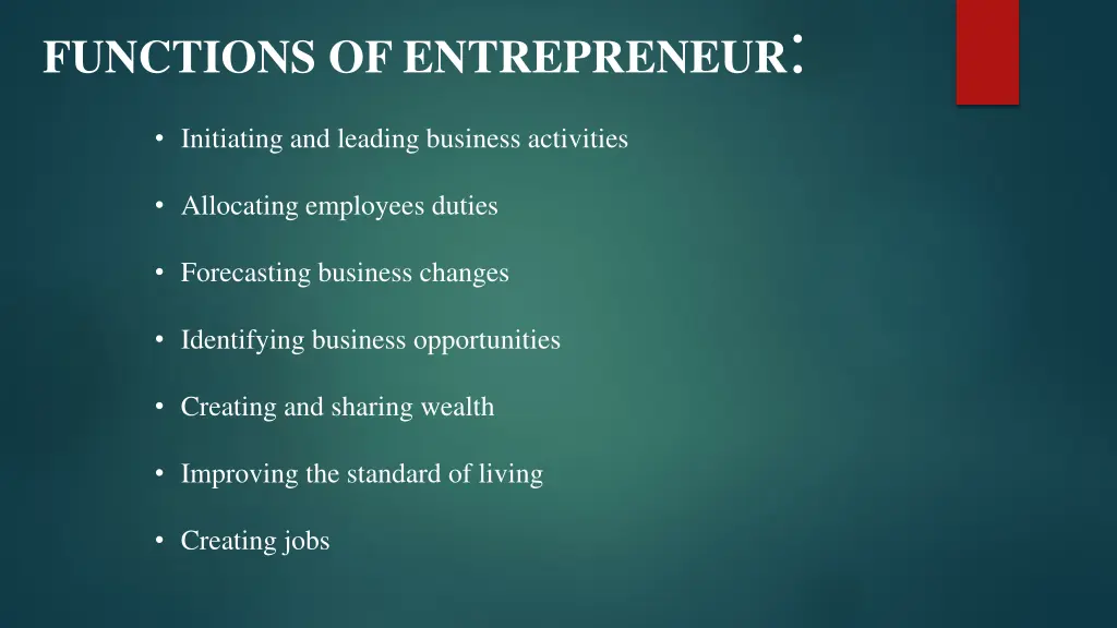 functions of entrepreneur