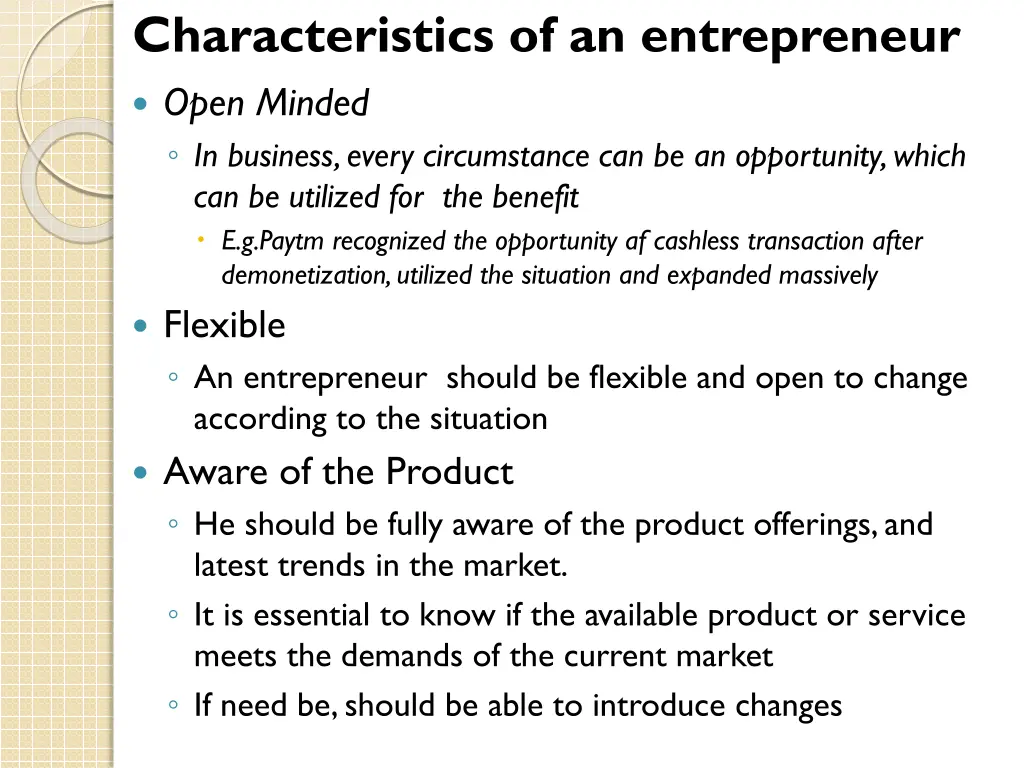 characteristics of an entrepreneur open minded