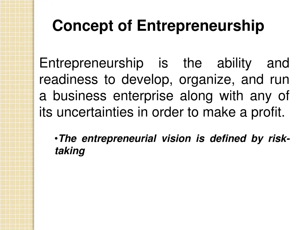 concept of entrepreneurship