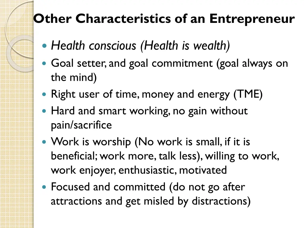 other characteristics of an entrepreneur