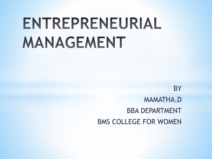 entrepreneurial management